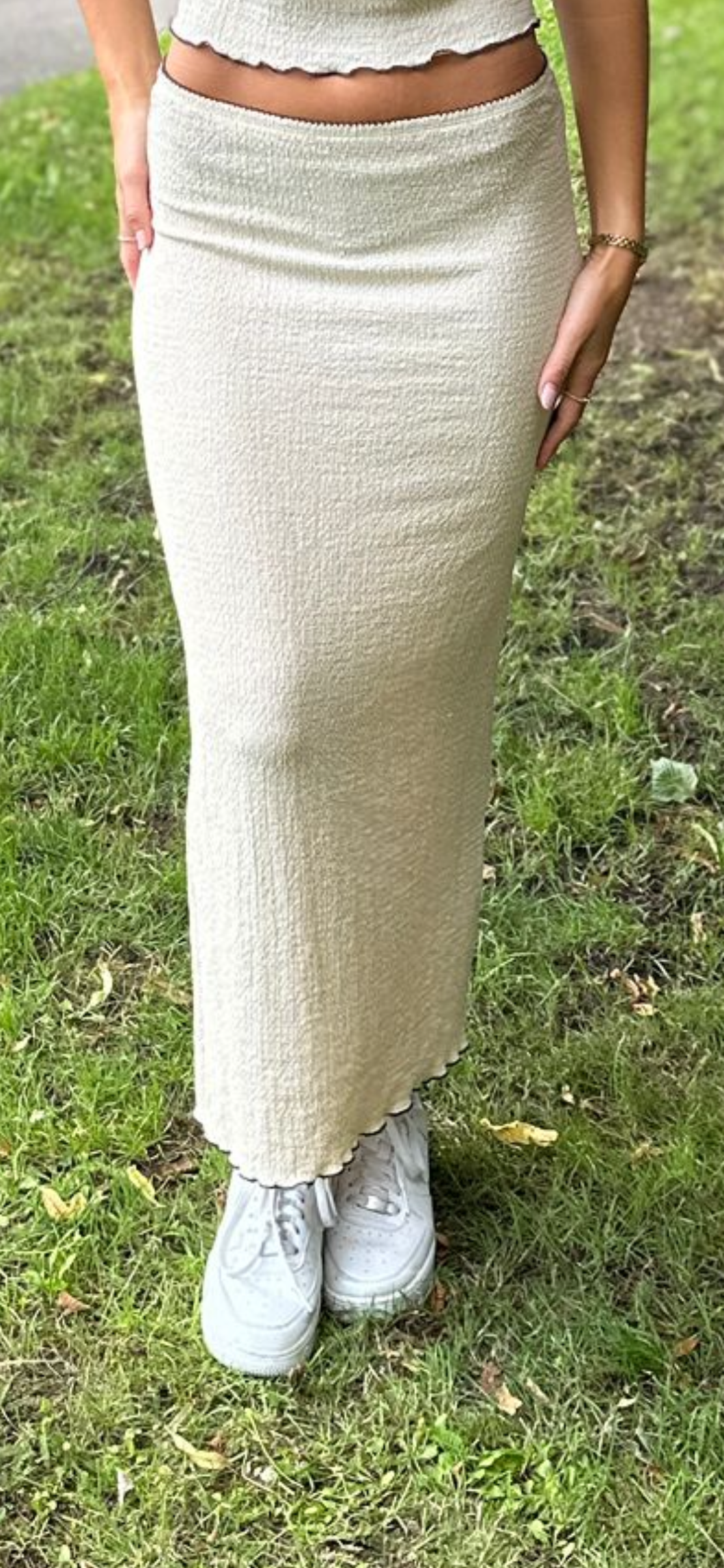 PCFRANCY Midi Skirt - Sandshell